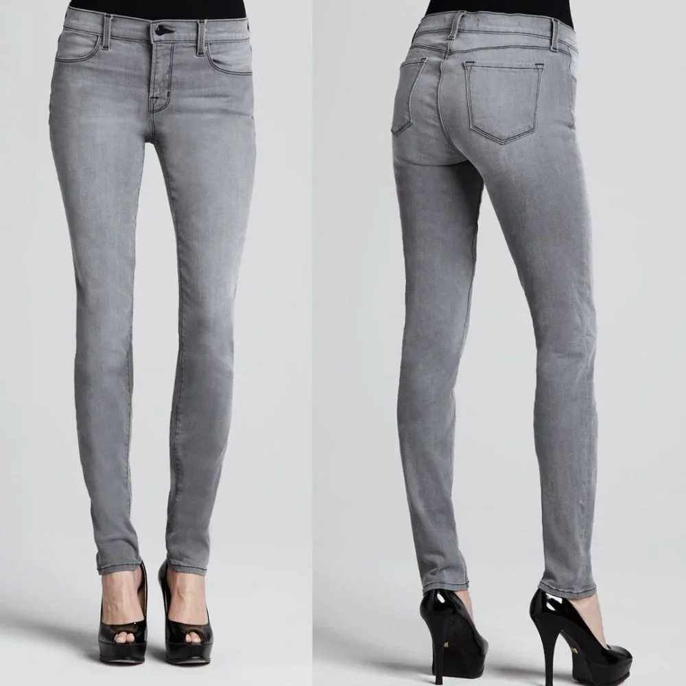J Brand Gray 620 Mid-Rise Super Skinny Photo Ready Jeans Size 28